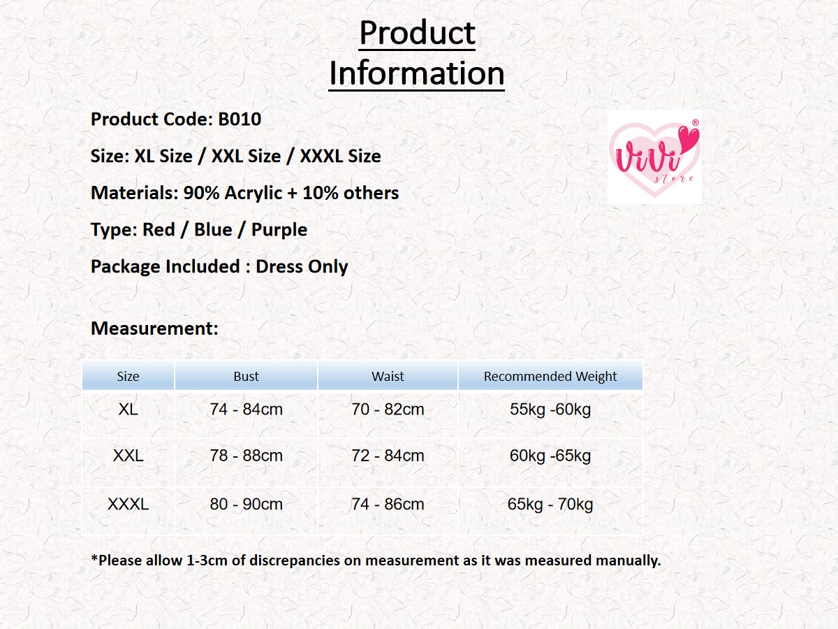 Vivi Plus Size Sexy Lingerie Comfortable Sleepwear Dress Lingerie Malaysia