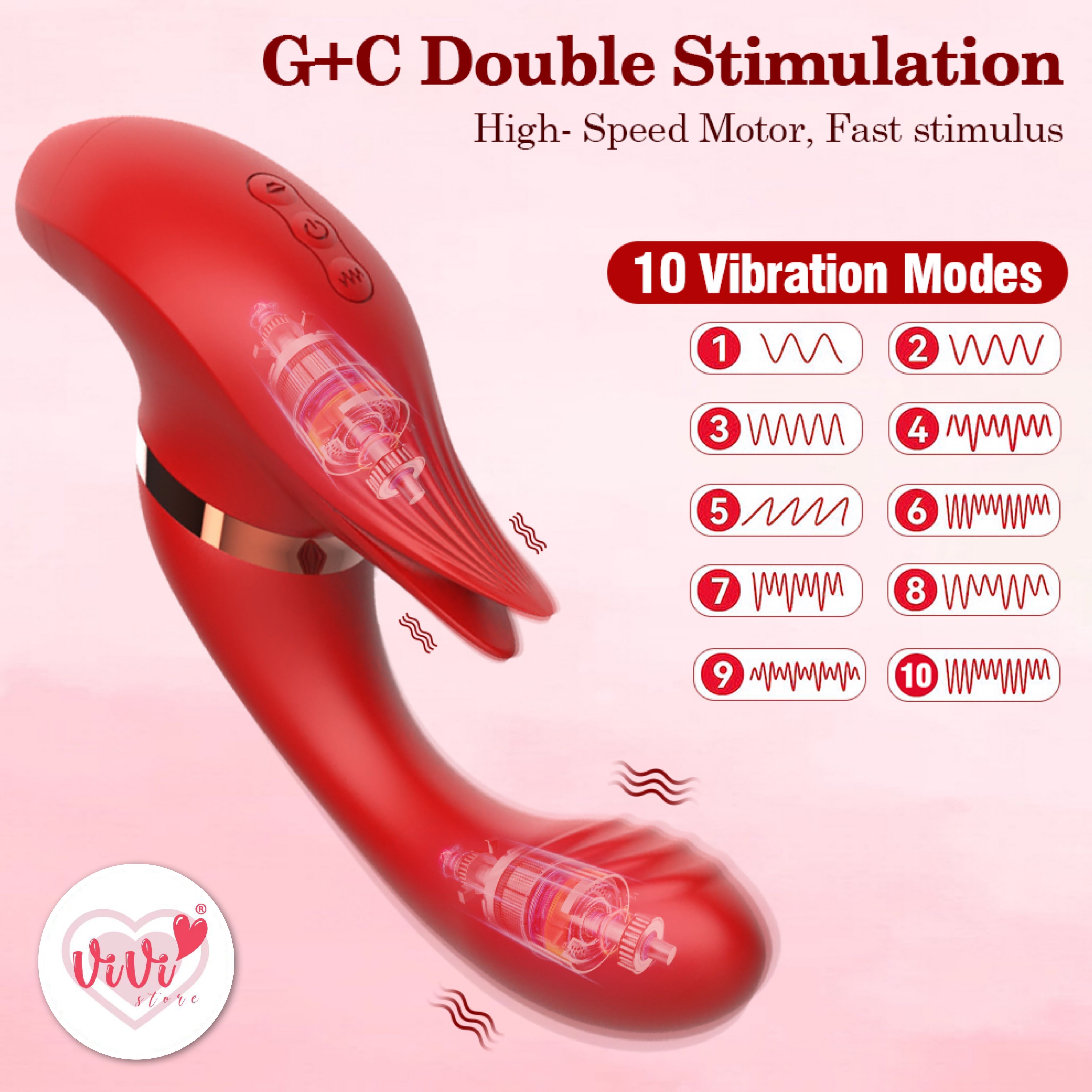 Vivi Raffles Dual Head Rotate Sucking Ball Beating Licking Vibrator Female Adult Toy Malaysia