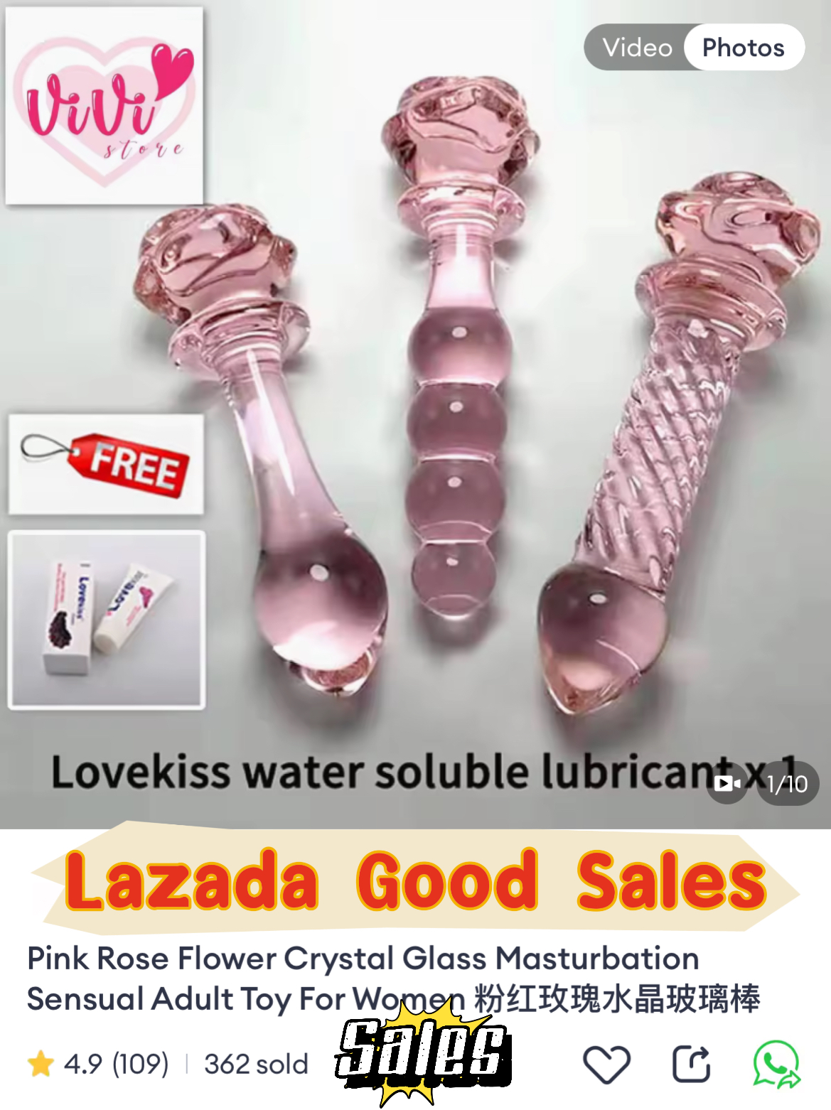 Pink Rose Flower Glass Sensual Plug Women Adult Toys Malaysia