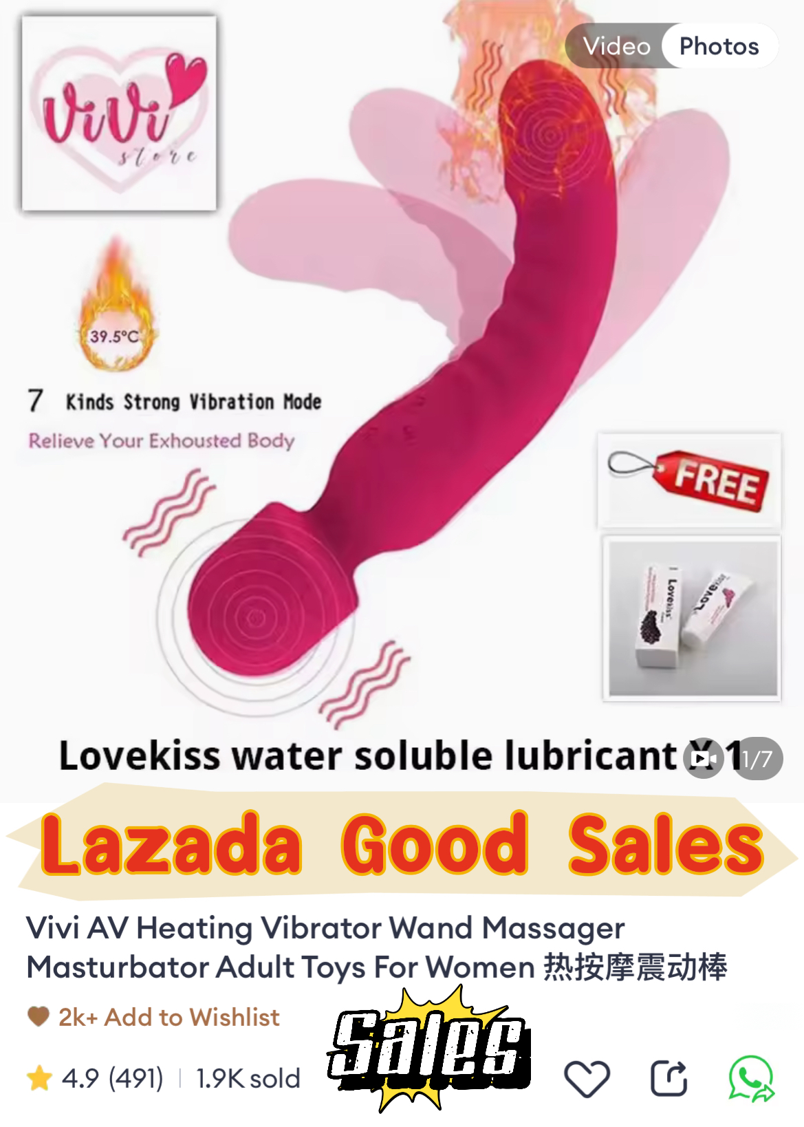 Vivi Heating Sucking Vibrator Av Wand Massager Dildo Masturbator Women Adult Toys Malaysia