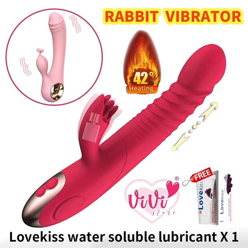 Vivi Rabbit Thrusting Sucking Vibrator Dildo Heating Tongue Masturbator Women Adult Toys Malaysia