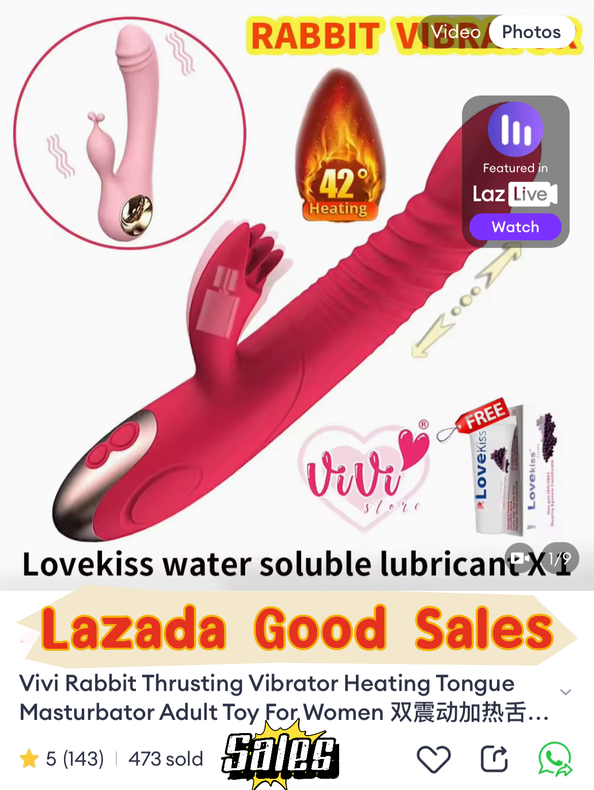 Vivi Rabbit Thrusting Sucking Vibrator Dildo Heating Tongue Masturbator Women Adult Toys Malaysia