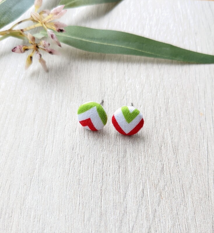 Chevron Christmas Upcycled Studs