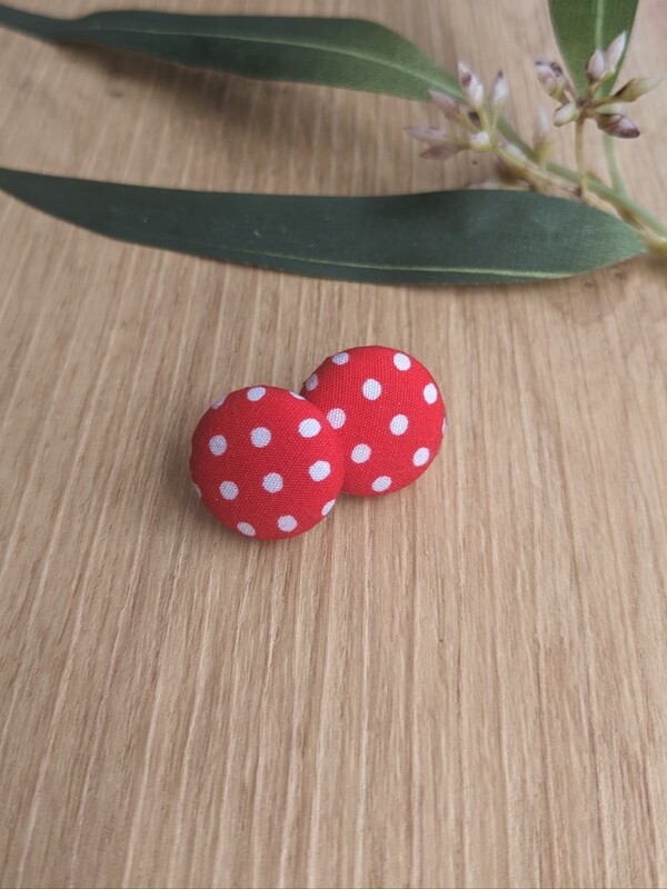 Red Polkadot Upcycled Stud