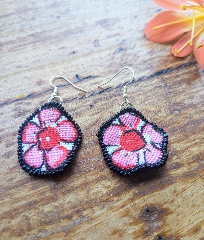 Retro Flower Upcycled Earrings