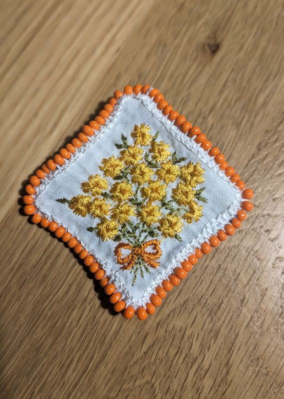 Bouquet of Flowers Upcycled Fabric Brooch