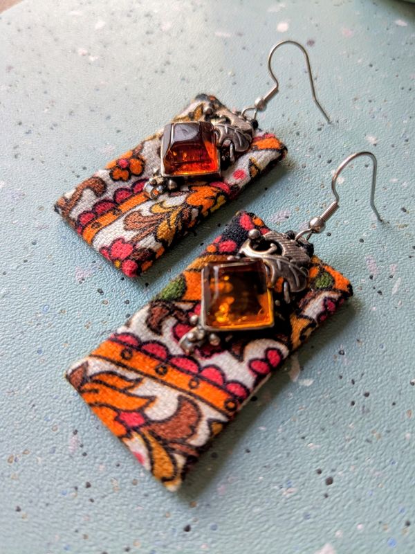 Amber Retro Upcycled Earrings