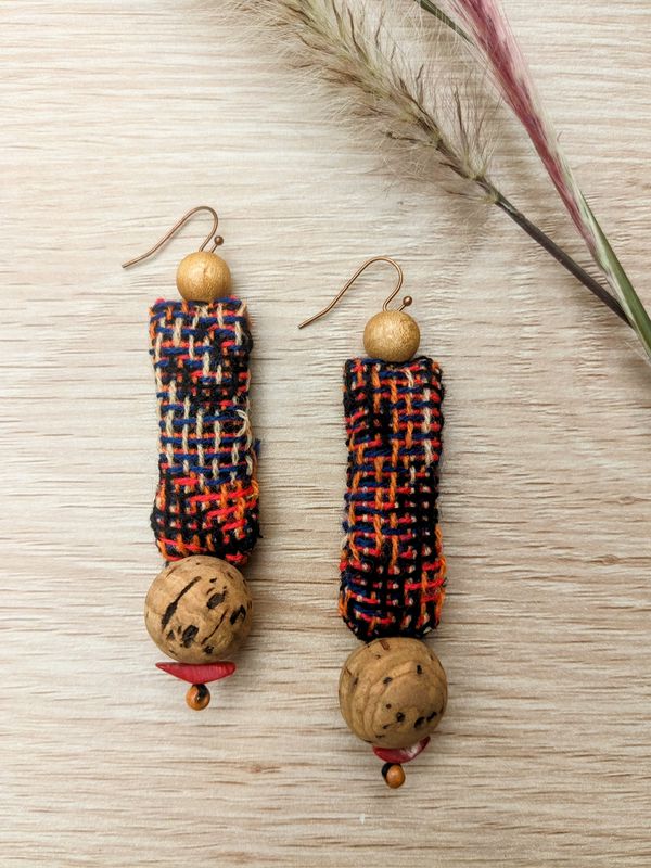 Weave Fabric Long Earrings 