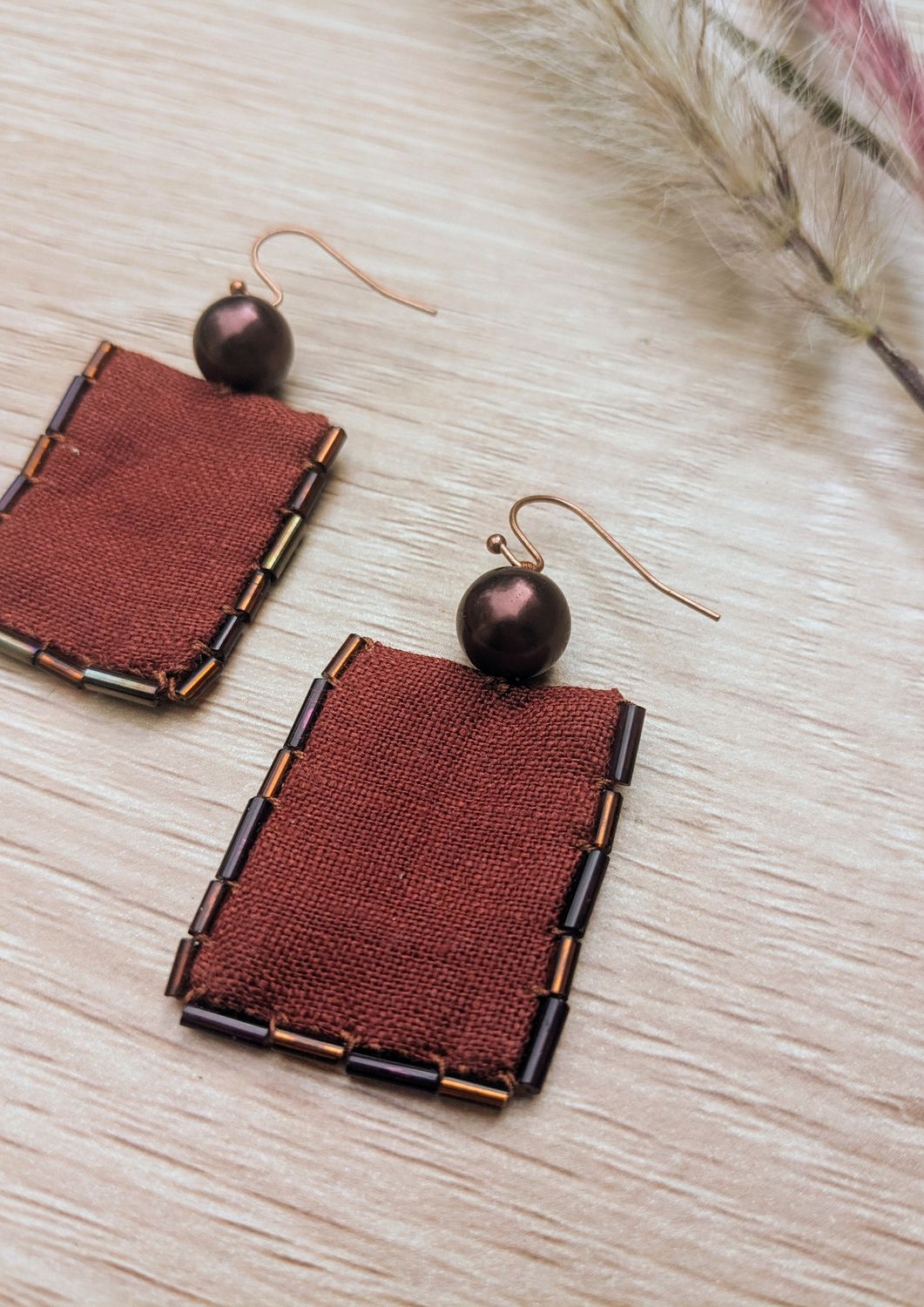 Monochrome Linen Upcycled Earrings