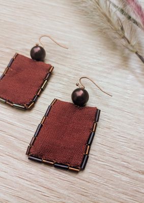 Monochrome Linen Upcycled Earrings