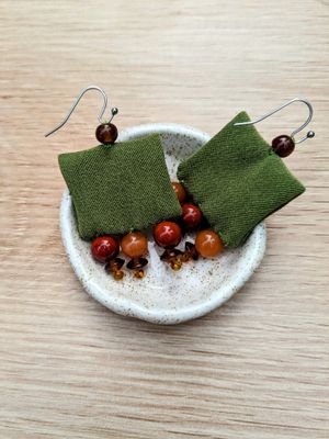 Green Velvet Upcycled Earrings