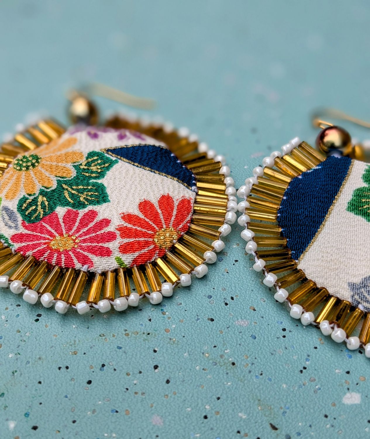 Kimono Silk Beaded Earrings 2