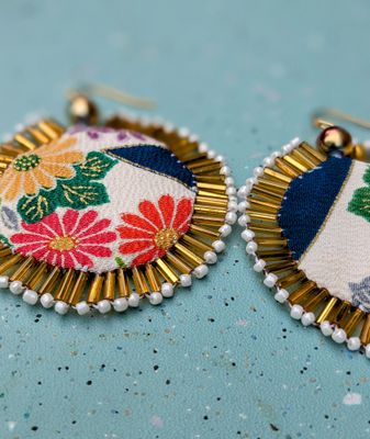 Kimono Silk Beaded Earrings 2