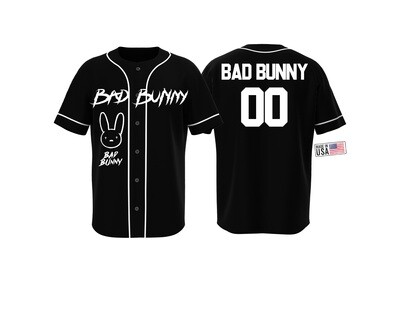 Bad Bunny Jersey, Bad Bunny Black Jersey, Button-up Bad Bunny Jersey