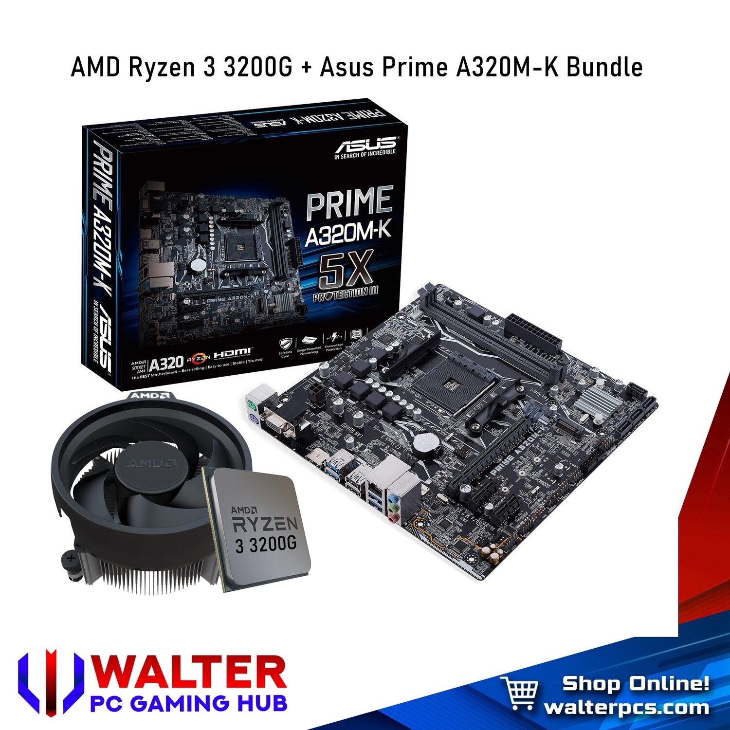AMD Ryzen 3 3200G + Asus Prime A320M-K Bundle