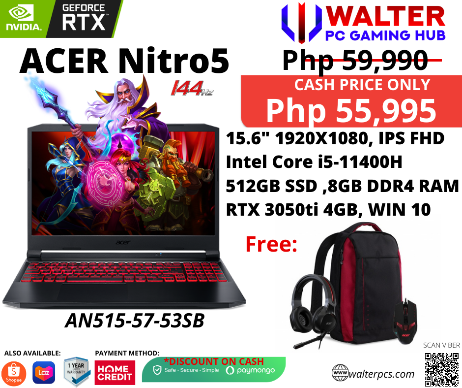 Acer Nitro 5 I AN515-57-53SB I i5-11400H / 8GB / RTX 3050 Ti 4GB
