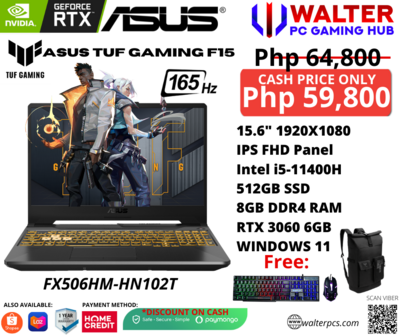 Asus TUF  Intel i5-11400H RTX3060 8GB DDR4 512GB SSD 15.6"