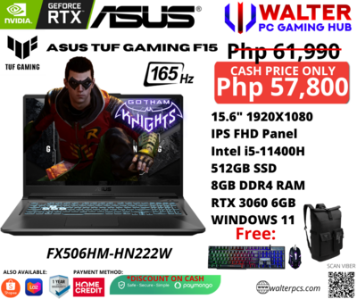 Asus TUF  Intel i5-11400H RTX3060 8GB DDR4 512GB SSD 15.6"