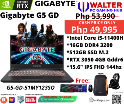 GIGABYTE G5 MD I 51S1123SH I i5-11400H / 16GB / RTX™ 3050 Ti / 512GB PCIe / Win10
