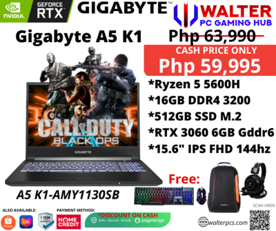 GIGABYTE A5 K1 15.6"144HZ R5-5600H RTX3060P 6GB