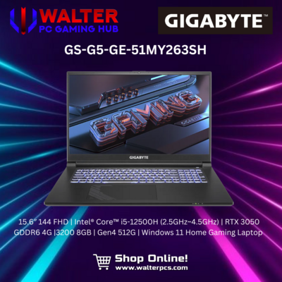 GIGABYTE 15.6"  I5-12500H RTX3050 4GB 8GB DDR4 512GB NVME