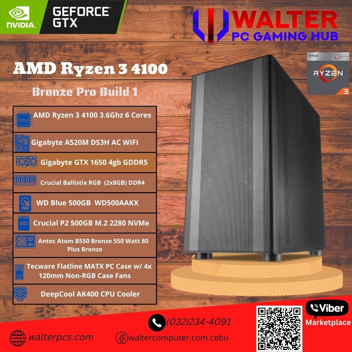 ​AMD Ryzen 3 4100 Gtx1650  a520 16gb ddr4 rgb