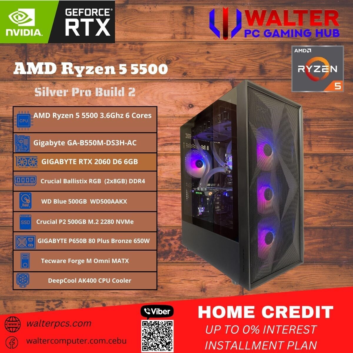 ​AMD Ryzen 5 RTX 2060  B550 16gb ddr4 rgb