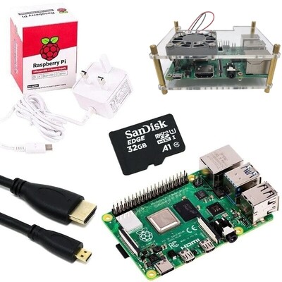 Raspberry Pi4 Model B 8GB Acrylic Case Essentials Kit