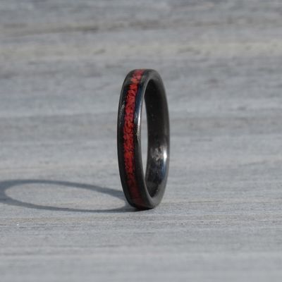Karbon prstan rdeči jaspis ženski