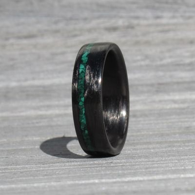 Karbon prstan malahit moški