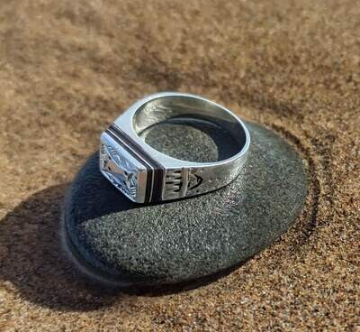 Bague charia en argent 925 avec bois d&#39;ébène