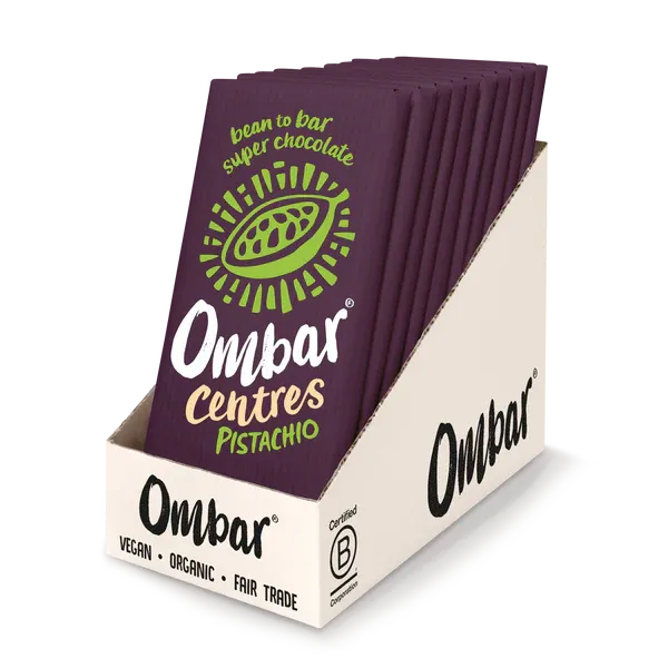 Pistachio Chocolate Bar, by Ombar Centres Chocolate