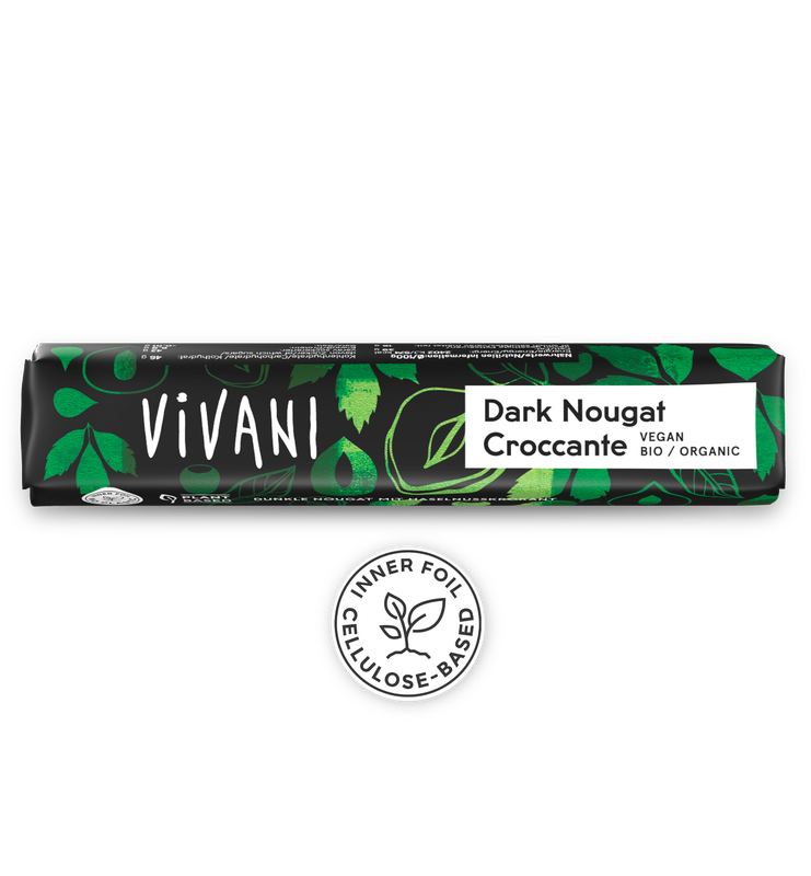 Dark Nougat Croccante Bar, by Vivani