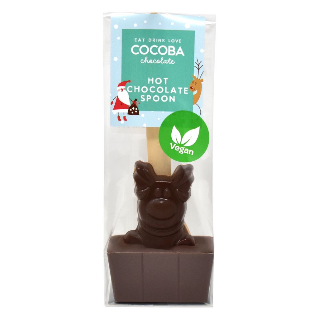 Reindeer-Shaped Hot Chocolate Spoon with Marshmallows, by Cocoba