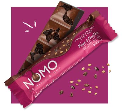 Fruit &amp; Crunch Chocolate Bar, by NOMO ("Best by" Feb 3/26) LIMIT 3