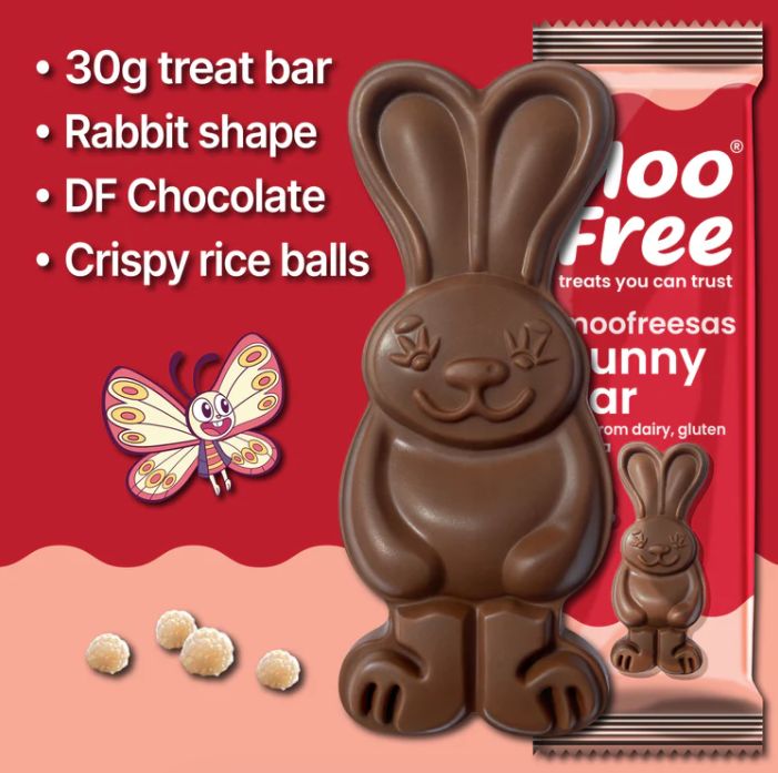 Original Easter Bunny Chocolate Bar, by Moo Free (BROKEN)
