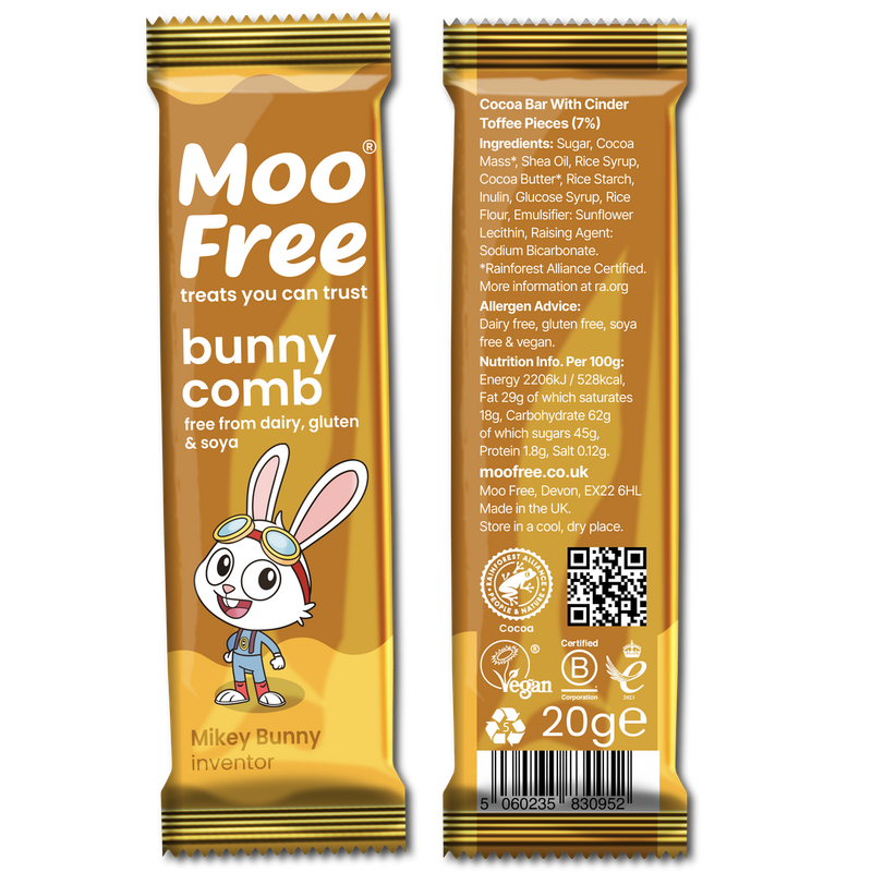 Mini Vegan Bunnycomb Bar, by Moo Free