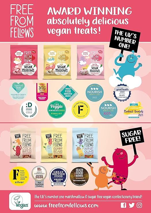 Mini Pink &amp; White Vanilla Mallows, by Free From Fellows