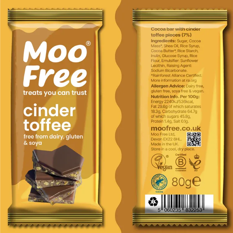 Moo Free Cinder Toffee Choccy Bar