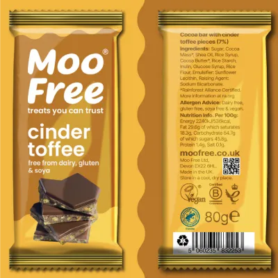 Moo Free Cinder Toffee Choccy Bar