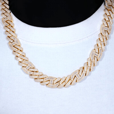 15MM PRONG BAGUETTE GUCCI CURB CHAIN 18K GOLD