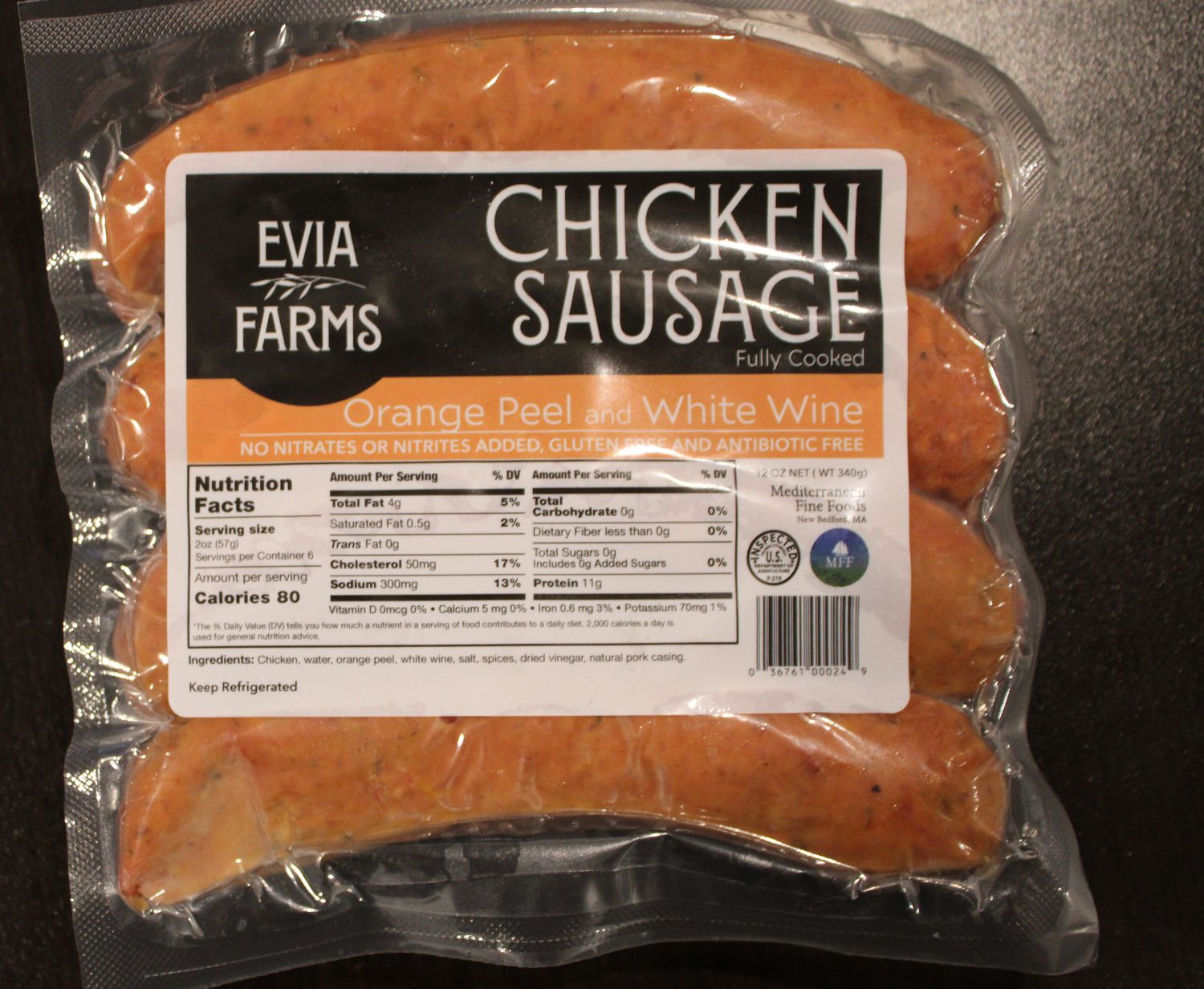 Evia Farms- Chicken Sausage Orange Peel White Wine