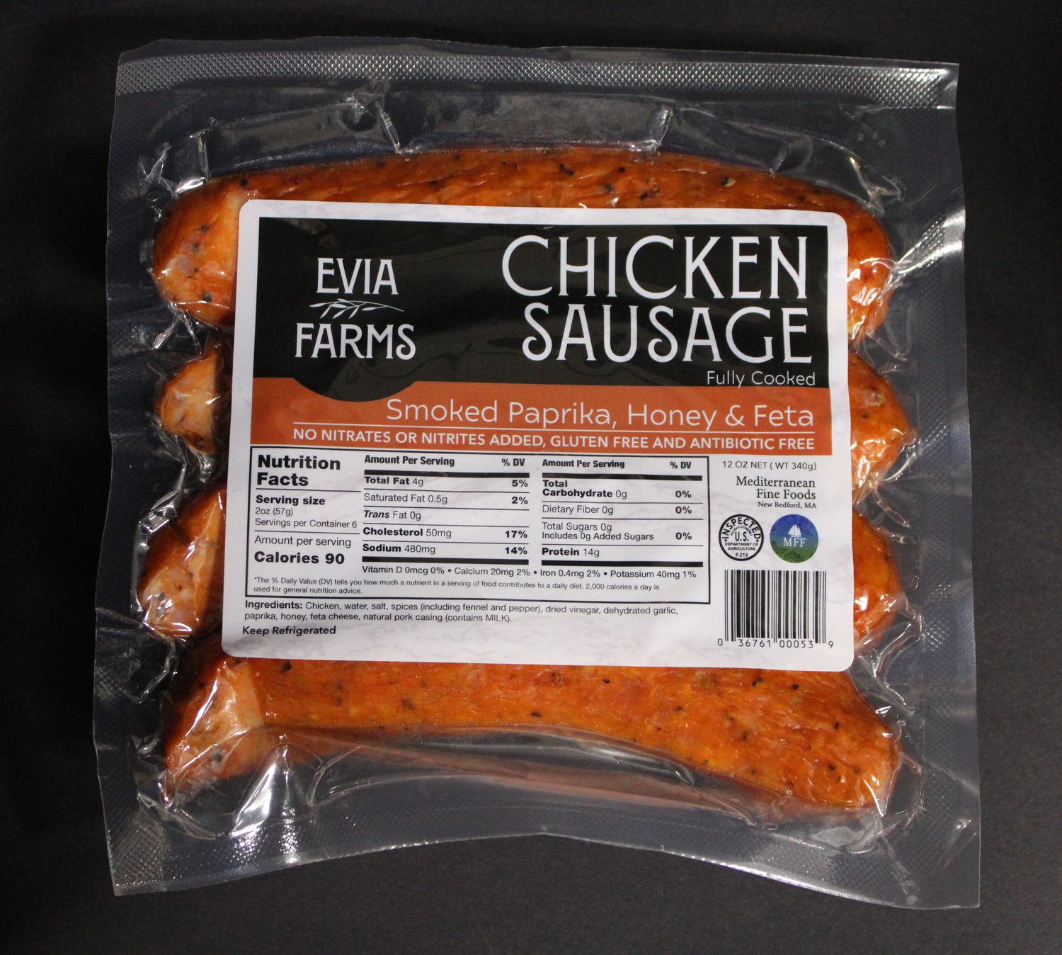 Evia Farms - Chicken Sausage Smoked Paprika, Honey and Feta Links