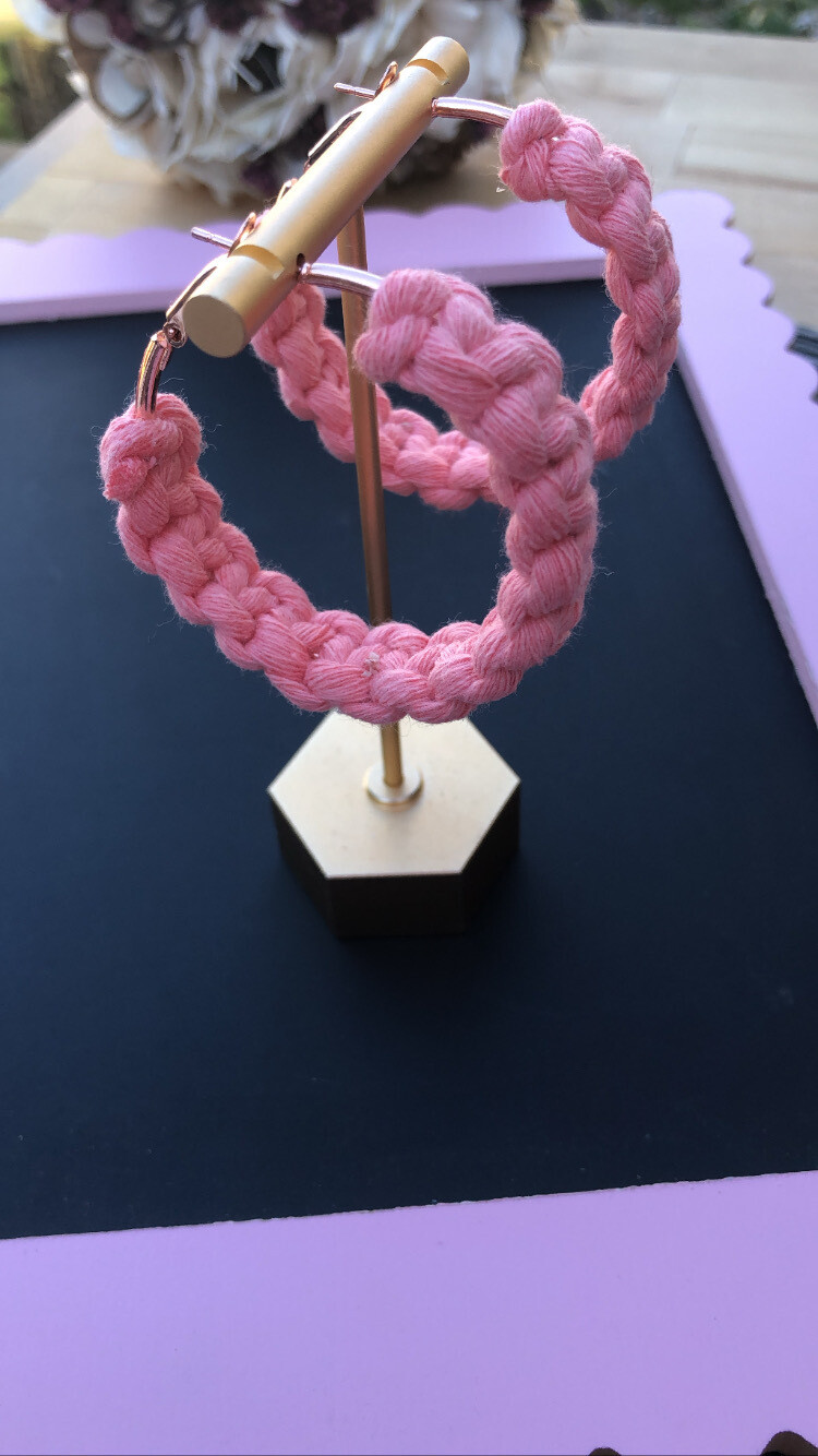 &quot;Chunky&quot; Macramé Hoop Earrings