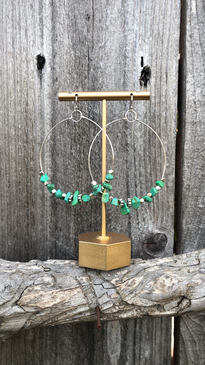 Beaded Turquoise Blue Howlite Hoops