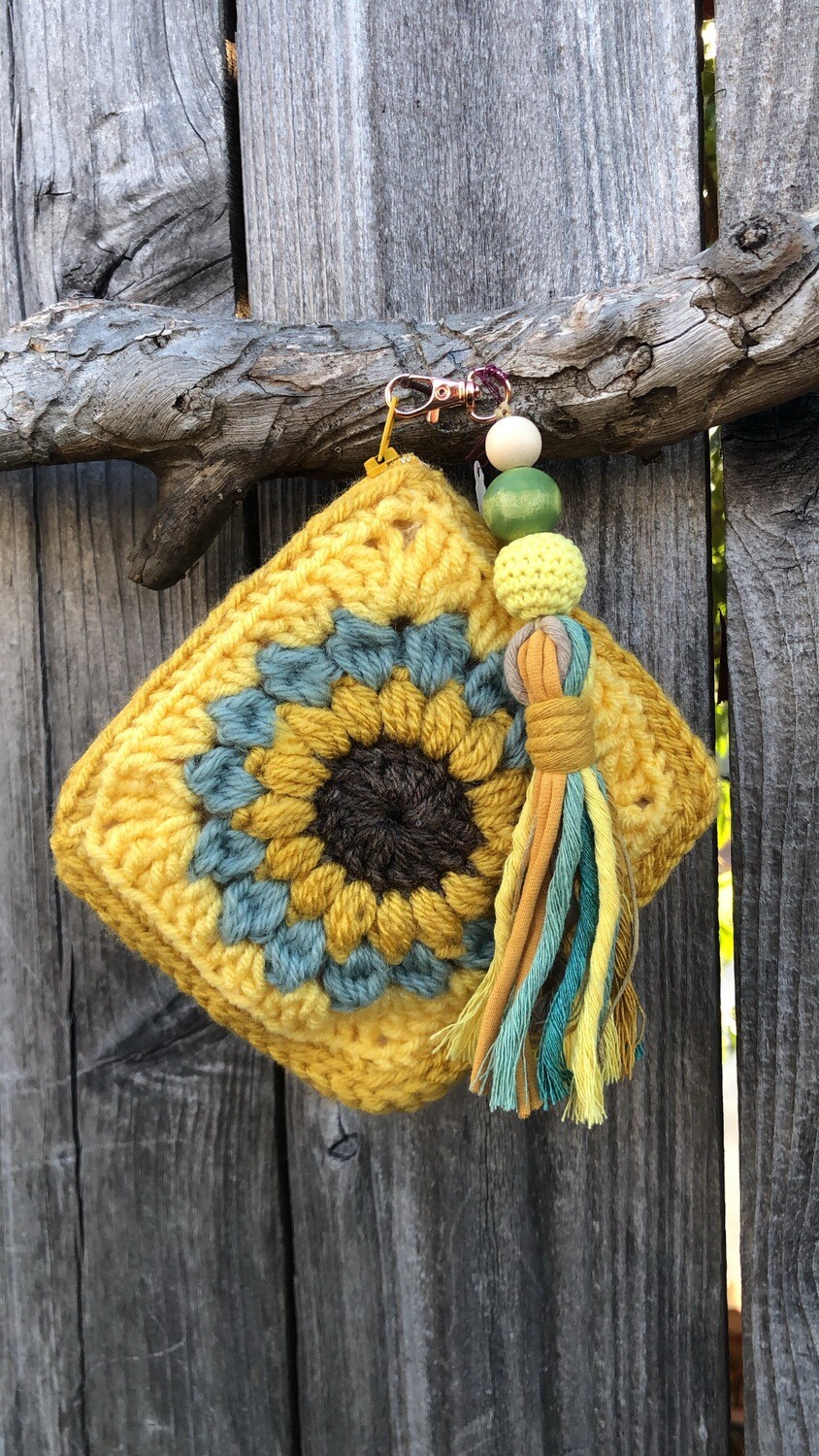 Sunflower Granny Square Crochet  Bag