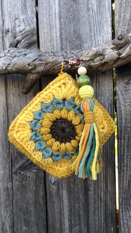 Sunflower Granny Square Crochet  Bag