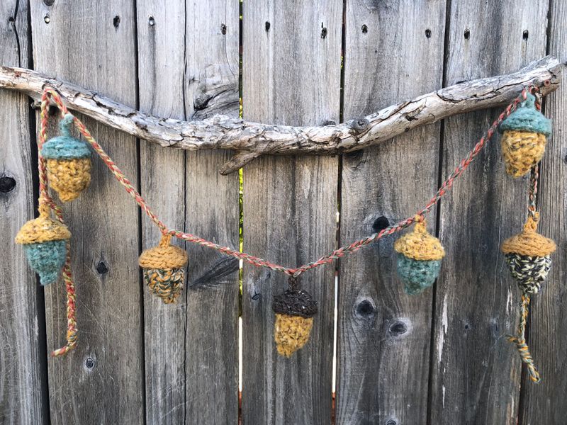 Crocheted Fall Acorn Garland