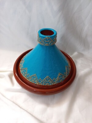 Moroccan Traditional COOKING Tagine Pot + Heat Diffuser + Tagine Spice Mix. Medium size: 8.6×6.2 in. Stovetop safe, oven safe.
