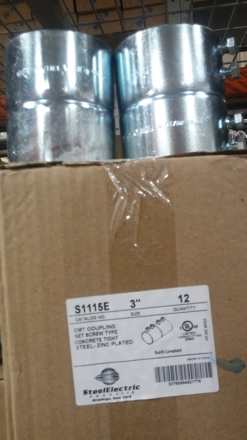 3 inch EMT SET SCREW COUPLING STEEL SEPCO S1115E - D7-X10